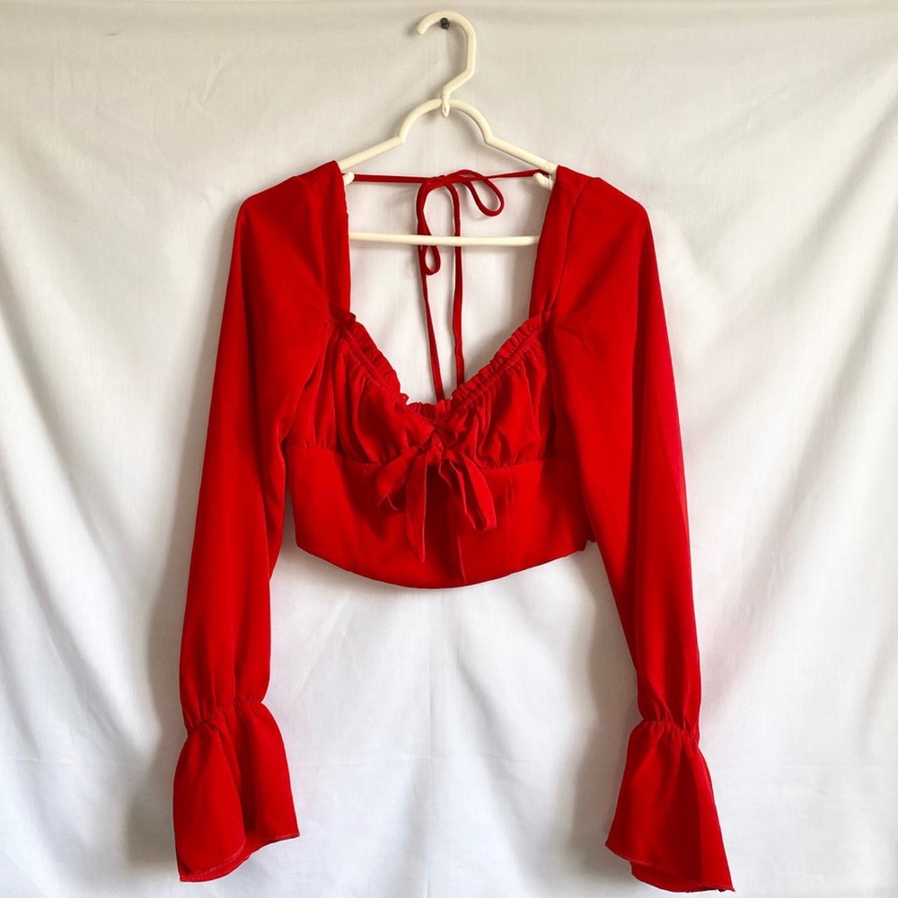Tiger Mist red long sleeve blouse